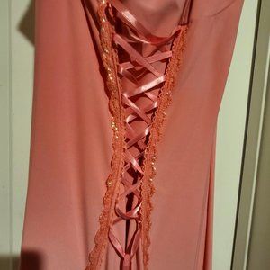 Bubblegum Pink, corset-lace front slipdress, size M